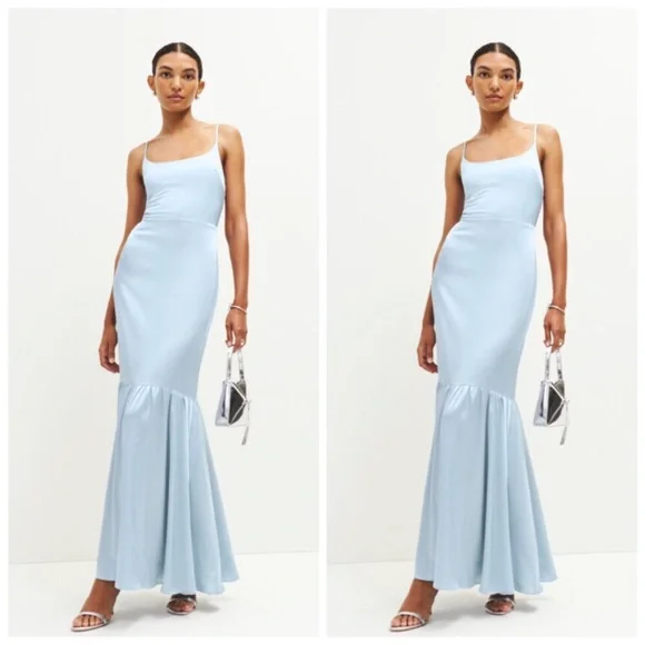 nasha satin dress reformation Reformation Nasha Satin Dress In Mineral